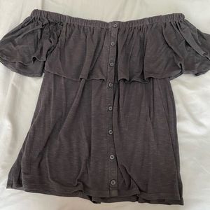 American eagle off the shoulder flowy grey top